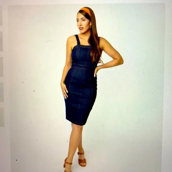 Dark Blue Denim Wiggle Dress New 12/14 | Color: Blue/Gold | Size: 12 | Ladydi665's Closet